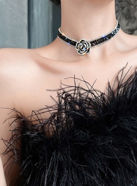 choker酒红色丝绒脖子饰品颈带