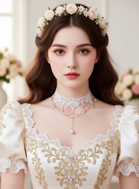 白色蕾丝项圈颈带女宽婚纱新娘