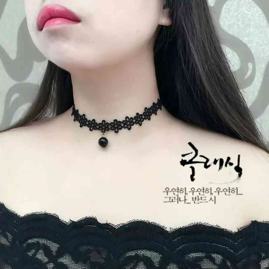 黑色蕾丝简约森系项链颈饰脖子饰品萝莉百搭颈带短款女韩国锁骨链 黑色蕾丝简约森系项链颈饰脖子饰品萝莉百搭颈带短款女韩国锁骨链