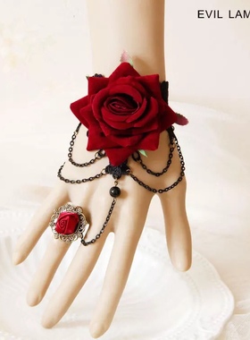 红色戒指一体链结婚洛丽塔夸张