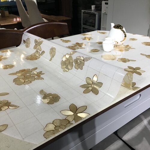 椭圆形桌布免洗PVC塑料软玻璃防水防油防烫家用伸缩折叠桌桌垫 - 图0