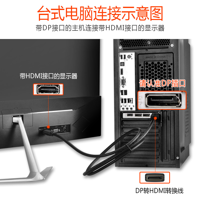 dp转hdmi线Displayport转换器加长高清线10米5米8m电视视频转换线