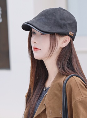 秋冬复古前进帽女高级感鸭舌帽气质贝雷帽冬天大头围保暖鸭舌帽子