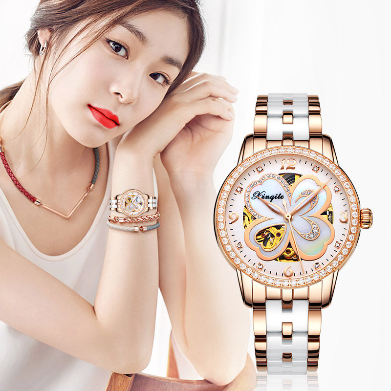 新款女士全自动防水时尚夜光机械表 aesop利沃国产腕表