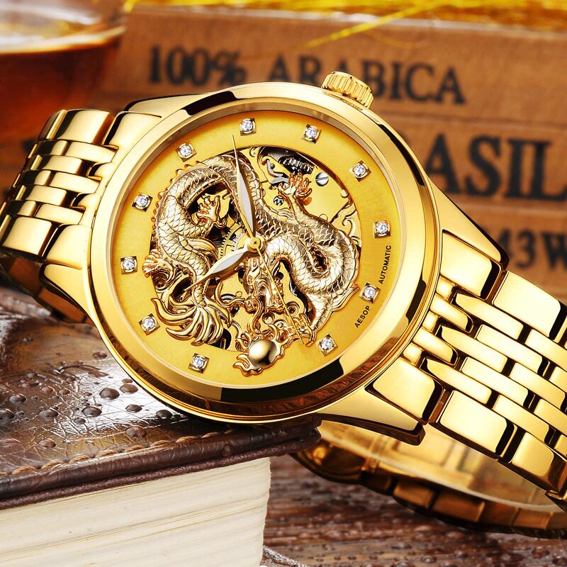 伊索正品全自动镂空精钢带机械表 aesop利沃国产腕表