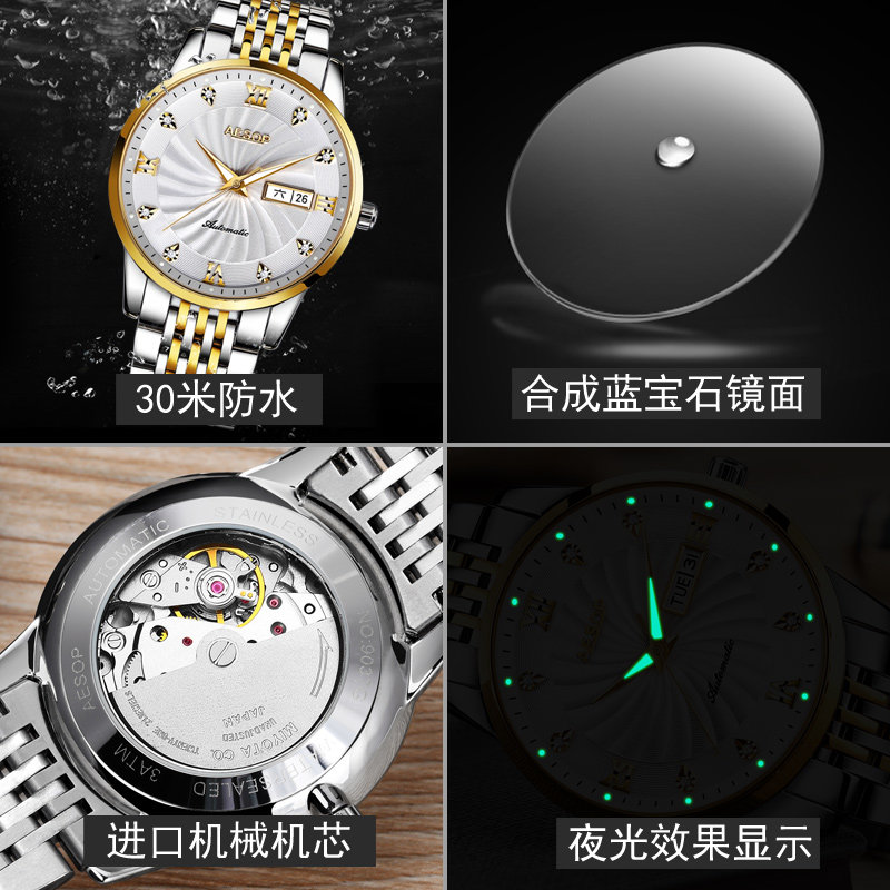 伊索男士防水时尚款男2018全机械表 aesop利沃国产腕表