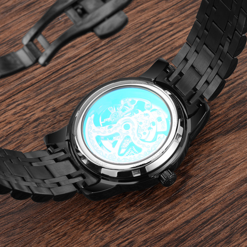 伊索正品全自动镂空夜光防水机械表 aesop利沃国产腕表