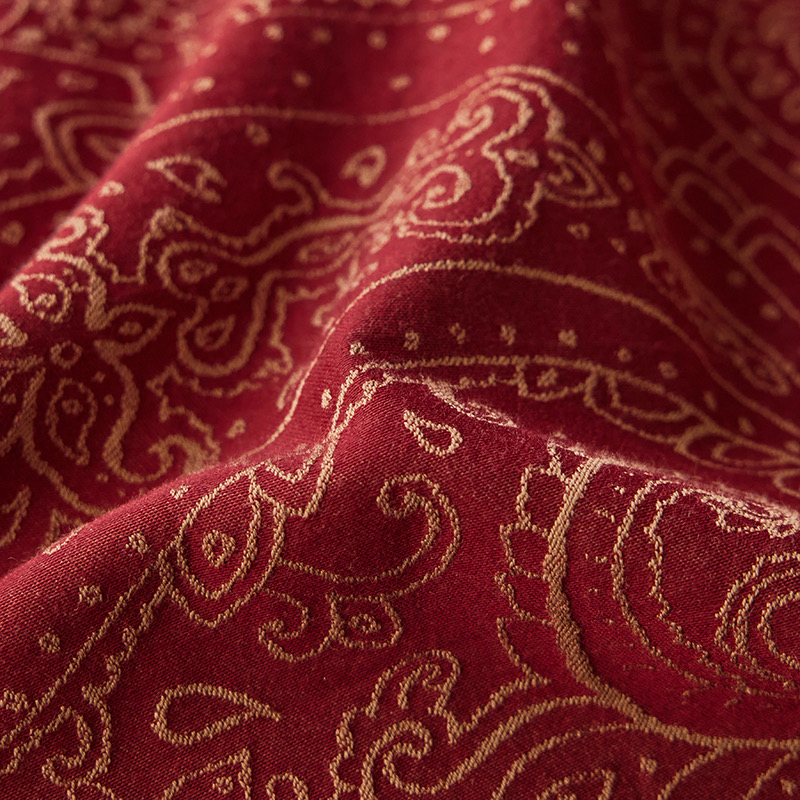 佩斯利腰果花高端A类母婴级100支长绒棉婚庆四件套纯棉红色被套 - 图2