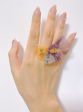 XHENXHEN官方店嗒哒打大丽花系列pvc原创设计大丽花造型戒指镭射