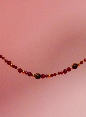 新年系列红色水滴串珠爱心项链