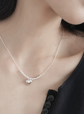 一枝橘925银爱心项链轻奢高级感