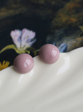 一颗香芋紫简约复古耳环