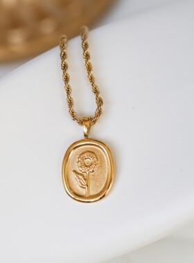 向日葵花朵长款毛衣链