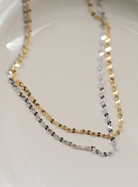 一枝橘简约金银925银素链子