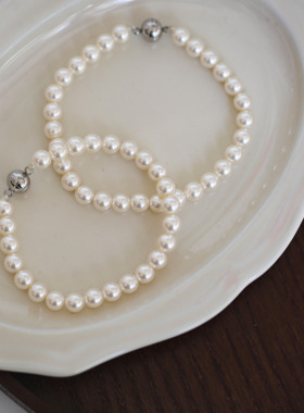 女人造珍珠ins风吸铁石扣手链