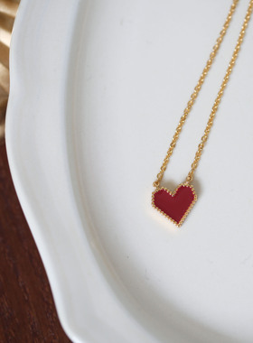 爱心滴油女气质项链红色