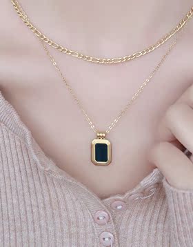 黑金毛衣链小众轻奢女吊坠