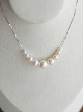 一枝橘 925纯银大小错落珍珠项链女2024新款爆款小众锁骨颈链