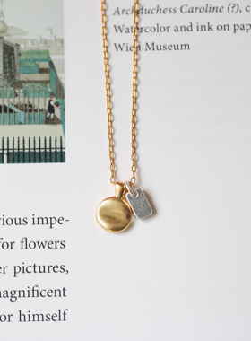 一枝橘铜女撞色项链法式