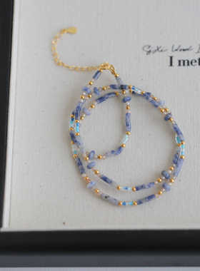 天然高级感叠戴蓝点石项链S925银