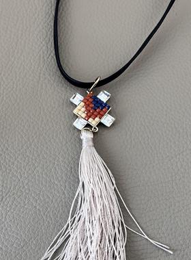 欧美饰品奢侈品牌皮绳流苏个性高级感轻奢小众女项链气质毛衣链