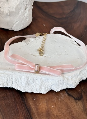 项圈丝绒锁骨链蝴蝶结颈带女颈带情趣短颈圈脖链颈链cosplay道具