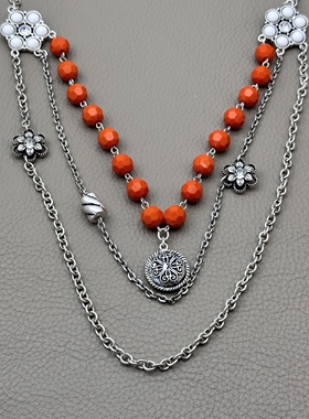 时尚小众设计长款多层复古毛衣链