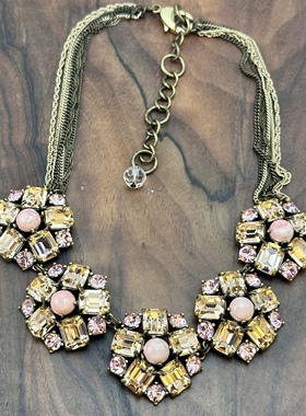 欧美中古饰品时尚轻奢小众天然石女士短款项链复古宫廷高级感颈链