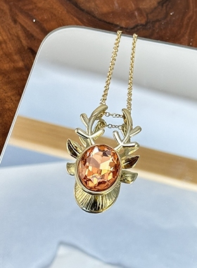 欧美复古饰品高级感轻奢小众设计琉璃夸张麋鹿长款项链女毛衣链