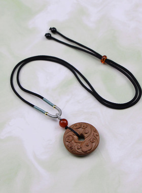 古风文艺檀木吊坠项链