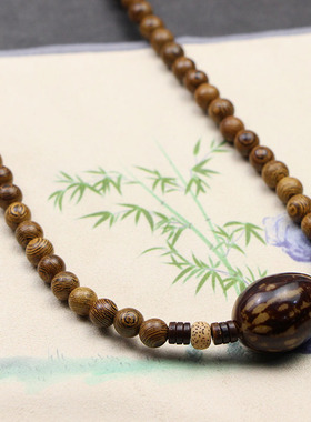 虎斑菩提吊坠鸡翅木中短款挂件