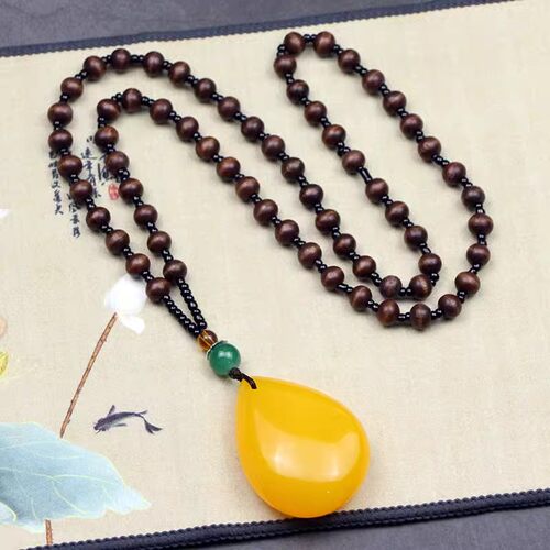 复古毛衣链木珠长款项链衣服配饰影视男女百搭毛衣链民族风挂件 - 图2