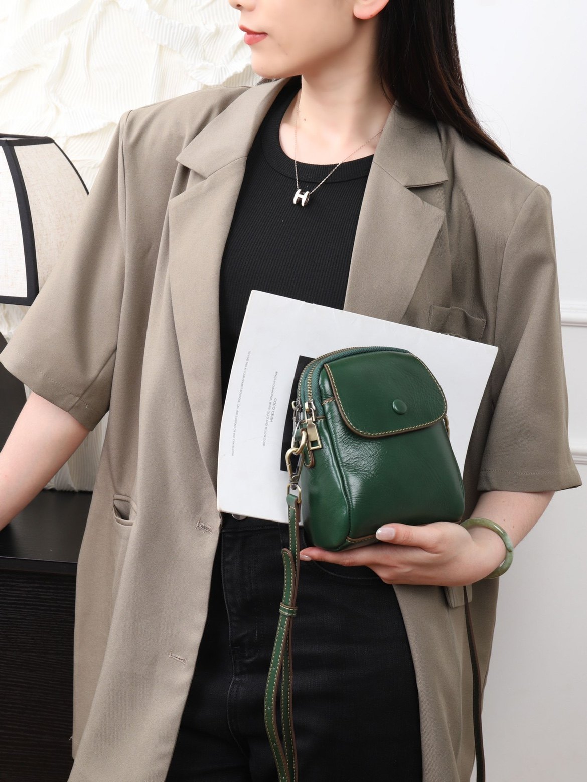 头层牛皮斜挎包女2025新款多层时尚百搭单肩贝壳包小众轻奢真皮包,淘宝优惠券,粉丝福利购,淘宝优惠卷