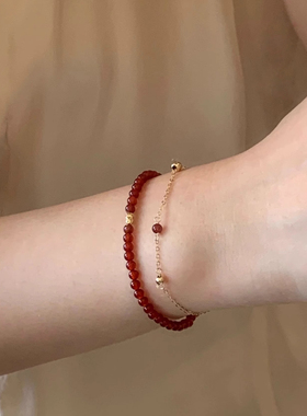 仿真红玛瑙手链女轻奢小众设计感