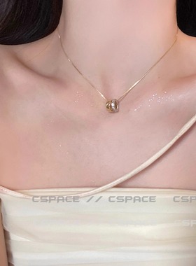 ins小众金银双环锁骨链不规则圆环戒指项链轻奢可拆卸高级感颈链