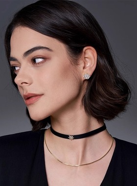 明星同款太阳月亮项圈女颈带黑色锁骨链choker脖子配饰潮牌甜酷风