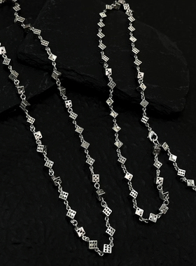 925潮牌银色骰子流苏项链女轻奢小众高级感晚礼服锁骨链毛衣链