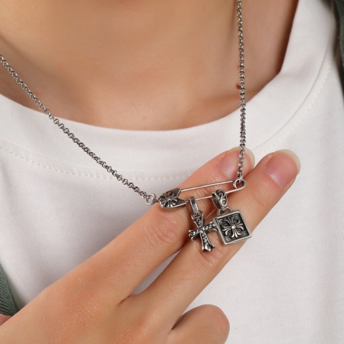 新款双层爱心丘比特十字架挂坠925项坠吊坠潮男女项链饰品,淘宝优惠券,粉丝福利购,淘宝优惠卷