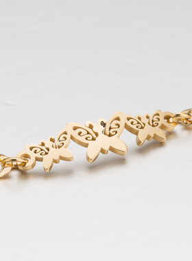 首饰女士不锈钢蝴蝶圣诞手链女雪花大象爱心情侣手链月亮星星手链