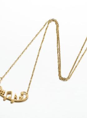 欧美新款吊坠女士时尚音符项链简约冲浪皮划艇滑雪板熊鸟锁骨链