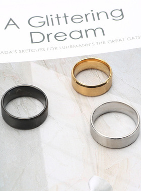 欧美风跨境电商光面钛钢情侣戒指