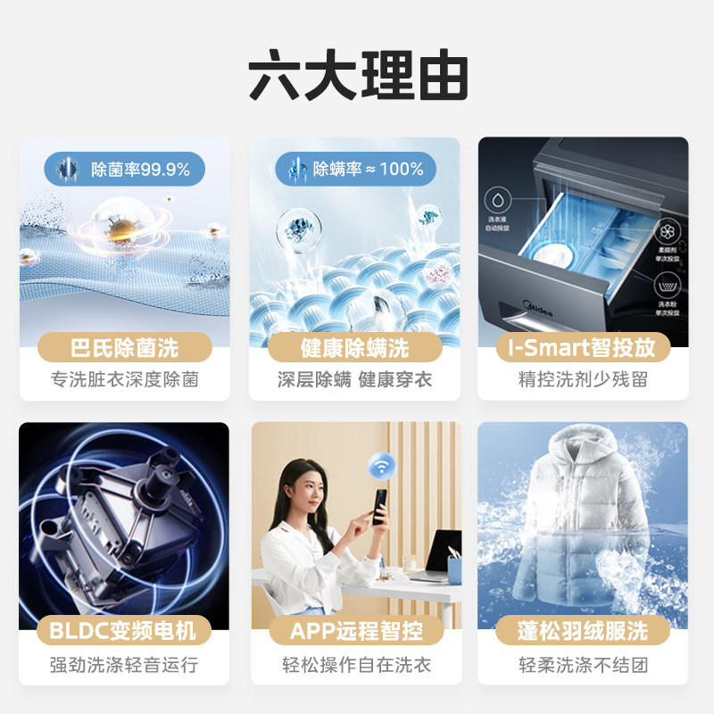 【简尚】美的10kg全自动家用螨洗衣机 美的洗衣机洗衣机