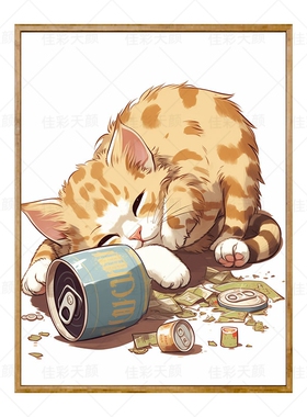 自在猫咪数字油画DIY手工填色治愈解压客厅油彩画装饰画