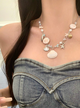 海边度假海星串珠锁骨链女夏新款