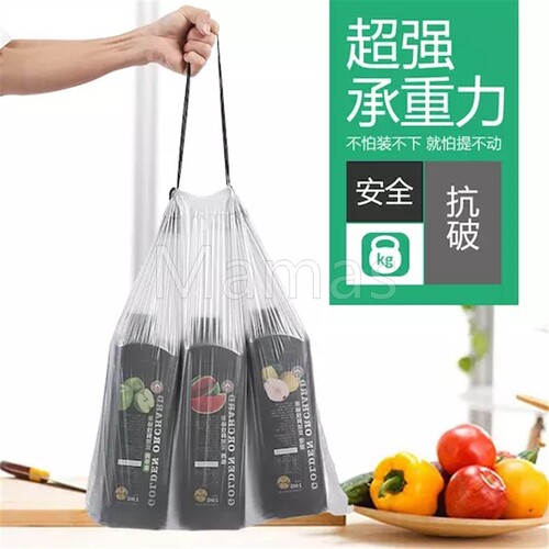 佳曼拉绳断点式自动收口垃圾袋加厚塑料手提抽绳银钢袋一次性家用 - 图0