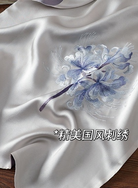 桑蚕丝盘扣披肩重工刺绣真丝丝巾