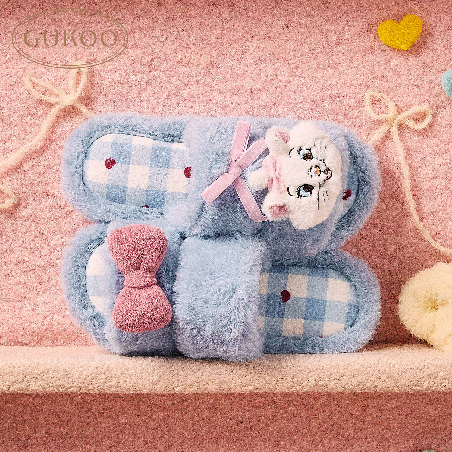 Gukoo/果壳拖鞋女冬季玛丽猫联名新款毛绒保暖女士居家毛毛拖鞋,淘宝优惠券,粉丝福利购,淘宝优惠卷