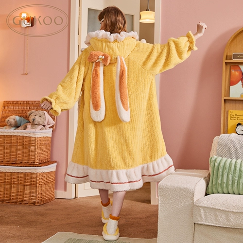 Милый банный халат, зимняя бархатная пижама с капюшоном