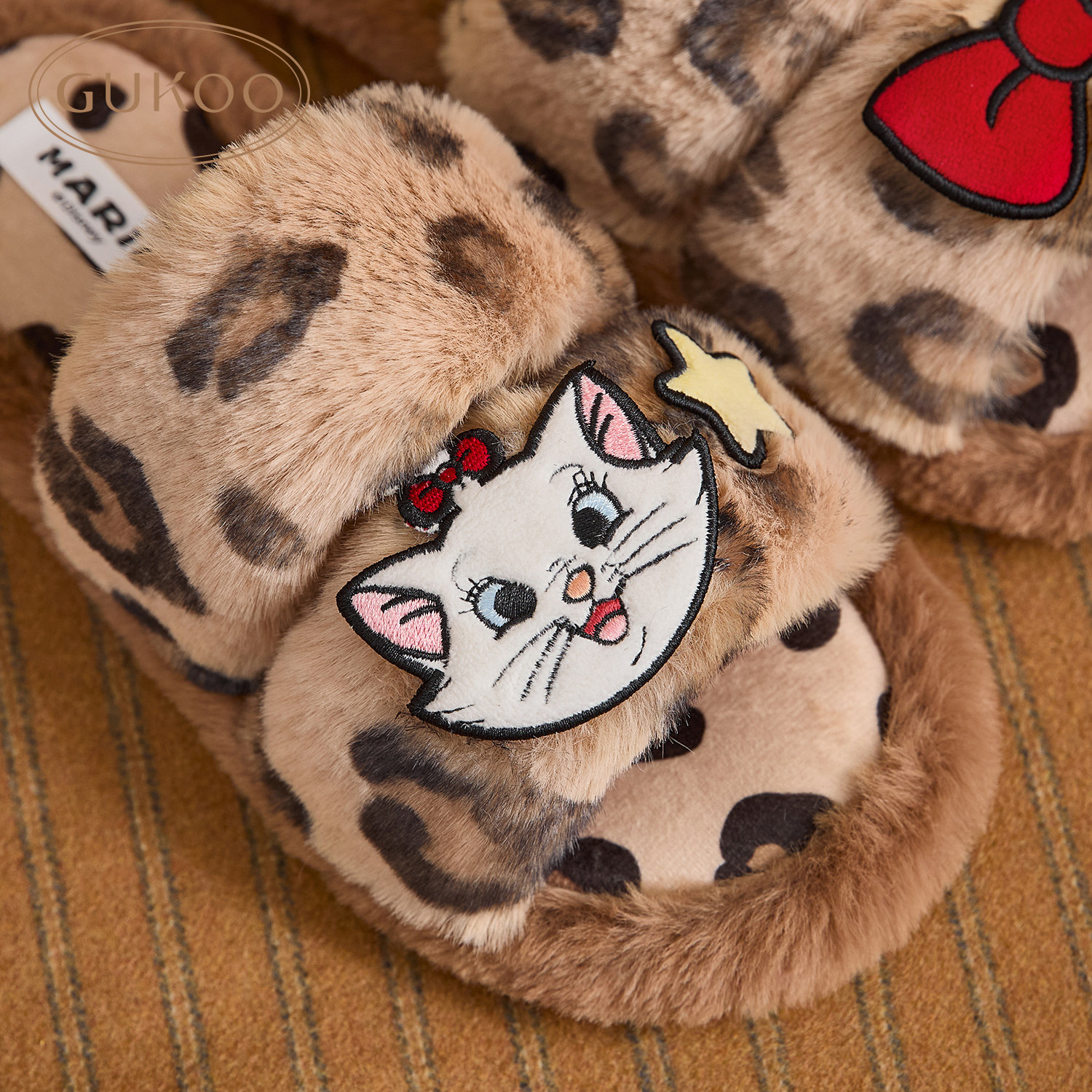 Gukoo/果壳拖鞋女冬季毛绒保暖新款玛丽猫联名女士豹纹居家棉拖鞋,淘宝优惠券,粉丝福利购,淘宝优惠卷