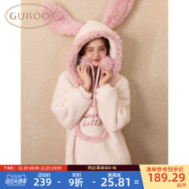 Gukoo Fruit Shell Sleeping Dress Woman Winter Sweetness Rabbit New Gush Warm Lady Home Conserved Sleeping Dress D